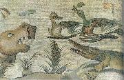 unknow artist Nilotic mosaic with hippopotamus,crocodile and ducks